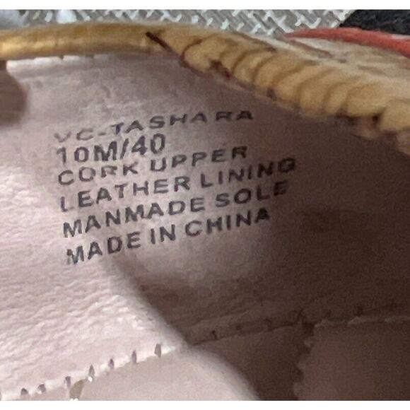 Vince Camuto Tashara Natural Coral Cork Patent Flats Shoes Size 6 EUC Mauve Trim - Picture 8 of 8